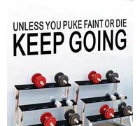 SEATUNE Gym Quotes Wall Stickers - Inspirational Fitness Motivational Wall Decals - Bedroom Home Gym Garage Vinyl Art Wall Decor - Unless You Puke Faint or Die Keep Going 25"X7"