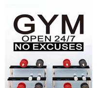 SEATUNE Gym Wall Stickers - Inspirational Quotes Motivational Fitness Wall Decals - Bedroom Home Gym Garage Vinyl Art Wall Decor - Gym Open 24.7 No Excuses 21"X11"
