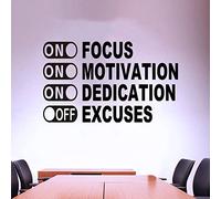 SEATUNE Inspirational Wall Decals, Gym Wall Art, Quotes Classroom Office Barbershop Beauty Salon Coffee Shop Pet Shop Home Vinyl Art Stickers On Focus On Motivation On Dedication Off Excuses 27"X16.2"