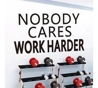 SEATUNE Large Gym Wall Decals - Inspirational Quotes Motivational Office Wall Stickers - Bedroom Home Gym Yoga Garage Vinyl Art Wall Decor - Nobody Cares Work Harder 28.6"X15"