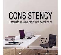 SEATUNE Large Office Inspirational Quotes Wall Decals - Teamwork Positive Motivational Wall Stickers - Workplace Home Vinyl Art Wall Decor - Consistency It Transforms Average into Excellence 35"X9.8"