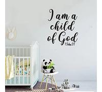 SEATUNE Wall Stickers for Kids, Playroom Wall Decal, Quotes Bible Verse Christian Scripture Church Boys Baby Nursery Inspirational Motivational Home Vinyl Art Wall Decor, I Am A Child of God 15"X18"