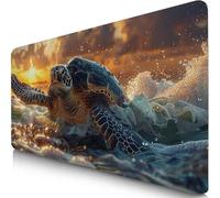 SeaTurtle Mouse Mat 600x300x3mm XXL Gaming Mouse Pad Sunset Desk Mat, Table Mats with Non-Slip, Soft Smooth Surface, Stitched Edges Desk Pad, Waterproof Fabric, Durable, Office Accessories F0-665