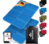 Seatwith Folding Hiking Mat 2pcs - Insulated Folding Sit Mat w/Carry Bag & Hook - Sit Mats for Walkers for hiking - Folding Seat Pad - Camping Sit Mat Camping Mat+Outdoor E-book - Blue