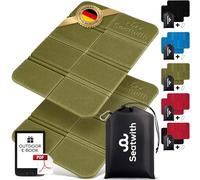 Seatwith Folding Hiking Mat 2pcs - Insulated Folding Sit Mat w/Carry Bag & Hook - Sit Mats for Walkers - sit mat hiking - Folding Seat Pad - Camping Sit Mat Folding Camping Mat+Outdoor E-book - Green