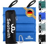 Seatwith Folding Sit Mat (14''x14'') - Sitting Pad with Carry Bag & Snap Hook to Attach to the Backpack - Protection Against Cold, Wet & Dirt - Blue