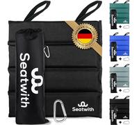 Seatwith Folding Sit Mat (14''x14'') - Sitting Pad with Carry Bag & Snap Hook to Attach to the Backpack - Protection Against Cold, Wet & Dirt - Black