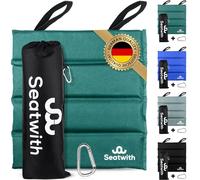 Seatwith Folding Sit Mat (14''x14'') - Sitting Pad with Carry Bag & Snap Hook to Attach to the Backpack - Protection Against Cold, Wet & Dirt - Green