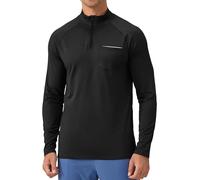 SEAUR 1/4 Zip Pullover Men Reflective Stripe Pocket Sweatshirts for Men High Stretch Golf Apparel Outdoor Sports Workout Sweater Layering Top Black L