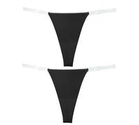 SEAUR 2 Pack Women Invisible G-String Thongs No Show Panties Transparent Clear Straps Hipster T-Back Low Rise Knicker Breathable Lightweight Brief Panty M