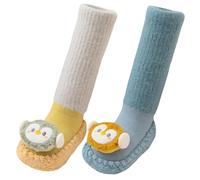 SEAUR 2 Pairs Baby Slipper Socks Cotton Anti-Slip Shoe Socks Pre Walkers Baby Shoes Newborn Footwear Warm Home Socks Soft Sole Sneakers 18-24 Months