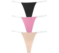 SEAUR 3 Pack Women Invisible G-String Thongs No Show Panties Transparent Clear Straps Hipster T-Back Low Rise Knicker Breathable Lightweight Brief Panty M