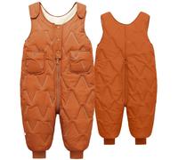 SEAUR Baby Boys Girls Winter Trousers Toddler Snow Bib Pants Overall Ski Trousers Kid Puffer Pants Thick Winter Trousers for Skiing Brown 100 cm
