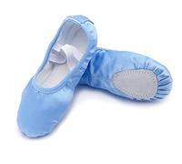 SEAUR Ballet Shoes Girls Glitter Sequins / Satin Ballet Slippers Leather Sole Ballet Dance Shoes for Children - 23-35 EU, c01 satin blue, 1 UK