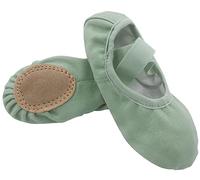 SEAUR Ballet Shoes Girls Glitter Sequins / Satin Ballet Slippers Leather Sole Ballet Dance Shoes for Children - 23-35 EU, D04 Canvas Green, 1 UK