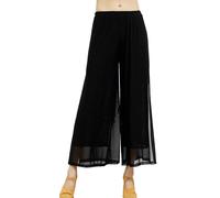 SEAUR Dance Trousers Women's Chiffon Wide Leg Trousers Oriental Dance Latin Pilates Yoga Palazzo Trousers Summer Trousers Casual Trousers S-XL, black, XL