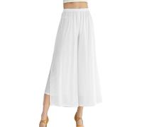 SEAUR Dance Trousers Women's Chiffon Wide Leg Trousers Oriental Dance Latin Pilates Yoga Palazzo Trousers Summer Trousers Casual Trousers S-XL, White, M