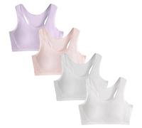 SEAUR Girl Sports Bras Breathable Wireless Underwear Training Bra Teenage Seamless Padded Bra Crop Top Cotton Pack of 4 F-Color 12-14Y