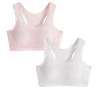 SEAUR Girls Training Bras Underwear Sports Bra for Teenage Cotton Crop Tops for Teen Girl Wireless Bras with Pads 2 Pcs Daily Life Bra D-Color 10-12Y