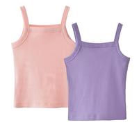 SEAUR Girls Undershirts Summer Vest Tops Sleeveless Camisoles Tanks Top Ribbed Breathable 2 Pack Pink/Purple