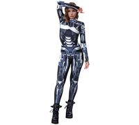 SEAUR - Halloween Playsuit Women's Skeleton Jumpsuit Print Skinny Jumpsuit 3D Playsuit Bodycon Bodysuit Long Sleeve Catsuit Robot Overall