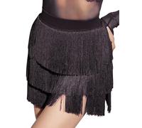 SEAUR Latin Dance Skirt for Women Fringe Skirt Salsa Tango Ballroom Skirt Tassel Rumba Skirt for Party Club Cha Cha Ballroom Dancewear Black