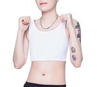 SEAUR - Lesbian Binder Elastic Chest Binder Sport Bra Vest Tank Top Short Corset Vest Slim Fit Cosplay Vest for Unisex - L - White