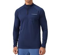 SEAUR Lightweight Men's 1/4 Zip Sweatshirt Breathable Athletic Fit Golf Pullover with Reflective Outdoor Sports Safety Night Running Navy Blue XXL