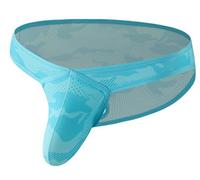 SEAUR Low Rise Bikini Underwear for Men Micro Mesh Pouch Birefs See Through Bulge Briefs Lightweight Breathable Bugle Underpants Underwear Sky Blue XL