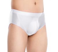 SEAUR Men Shiny Sheer Briefs Bulge Transparent Low Waist Underwear Comfortable Metallic Pouch Briefs See Through Oil Glossy Underpants White M