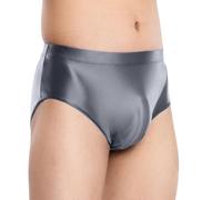 SEAUR Men Shiny Stretch Underwear Silky Sheer Briefs Low Waist Pouch See Through Underwear Bulge Metallic Underpants Grey XXL