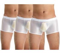 SEAUR Men's 3 Piece Sexy Summer Thin Transparent Ice Silk Boxers Mesh Boxer Brief See Through Shiny Underwear