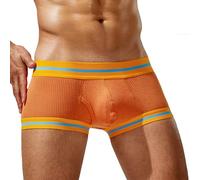 SEAUR Men's Bulge Enhancing Pouch Underwear Comfortable Seamless Boxer Briefs Moisture Wicking Stretchy Underpants for Male Orange L 2024
