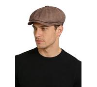 SEAUR Mens Herringbone 8 Panel Caps Classic Newsboy Tweed Flat Cap Baker Boy Adjustable Gatsby Irish Beret Peaky Style Hat Brown