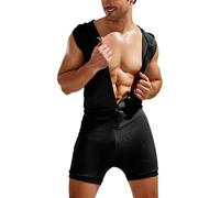 SEAUR Men's Jumpsuits One Piece Shorts Sleeveless Hooded Romper Tracksuit Button Down Slim Fit Bodysuit Black M