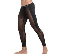 SEAUR Men's Mesh See Through Pajama Breathable Long Pants Sleep Lounge Nightwear Homewear Bottoms Soft Lightweight Sheer Pants Black