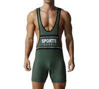 SEAUR Men's Professional Wrestling Singlet Moisture Wicking Y Vest One Piece Undershirt Breathable for Wrestling Weightlifting Fitness Green XXL