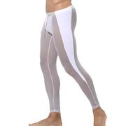 SEAUR Men's See Through Mesh Pants Sheer Joggers with Drawstring Party Club Pants Sexy Lightweight Tights Nightwear Long Lounge Trousers Grey L