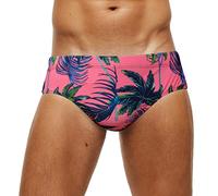 SEAUR - Mens Swimming Briefs Funny Quick Dry Swimwear Mini Trunks Bikini Pattern Sport Shorts Elastic Swimsuit for Summer Surf Beach - M - Red