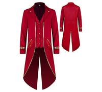 SEAUR - Mens Vintage Tailcoat Jacket Steampunk Jacket Gothic Victorian Frock Coat Long Halloween Cosplay Costume