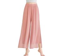 SEAUR Mesh Elastic Waist Comfort Fit Praise Dance Pants Flowy Wide Leg Gospel Worship Performance Women Lightweight Palazzo Trousers Pink M