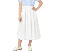SEAUR Mid Summer Skirt for 13-14 Year Girls with Pockets Elastic Waist A Line Casual Cute Bubble Hem Elegant Kids Skirt White Flowy Long Skirt for School Party Dance