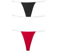 SEAUR No Show Light Weight G-Strings for Women Elastic Invisible Quick Dry Bikini Style Underwear Solid Hipster Panties Tangas Everday Thong 3 Pack, L