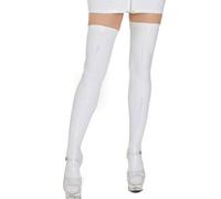 SEAUR Patent Leather Thigh High Socks for Women Shiny PU Stockings Long Faux Leather Glossy Over the Knee Socks Elastic Long Boot Stockings for Halloween Cosplay White S 2024