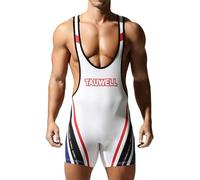 SEAUR Premium Wrestling Singlet Men High Intensity Sportswear Breathable 4 Way Stretch Reinforced Stitching Y Back Weightlifting Bodysuit Cross Training Gea White XL
