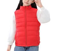 SEAUR Solid Down Vest Kids Winter Lightweight Puffer Gilet Kids Windproof Sleeveless Coat Girls Winter Warm Vest Red Fall 8-9 Years