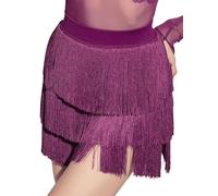 SEAUR Women Dance Skirt Latin Tango Skirt Tassel Rumba Skirt Belly Dance Skirt for Party Club Cha Cha Ballroom Rose