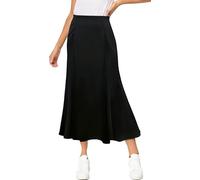 SEAUR Women Long Skirts Stretch Soft Summer Maxi Skirt Elegant Casual A-Line Elasticated Waist Basic Solid - S Black