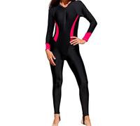SEAUR Women’s One Piece Rash Guard Floral Printed Swim Bodysuit Full Body UV Protection Swimsuit Long Sleeve Diving Suit for Swimming Snorkeling Black Rose Red XL 2025 Swimwear
