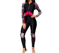 SEAUR Women’s One Piece Swimsuit Quick Dry Front Zipper Rash Guard Floral Printed Full Body Bathing Suit 50+ UPF Long Sleeve Surfing Swimsuit with Built in Bra Rose Red XXL 2025 Swimwear